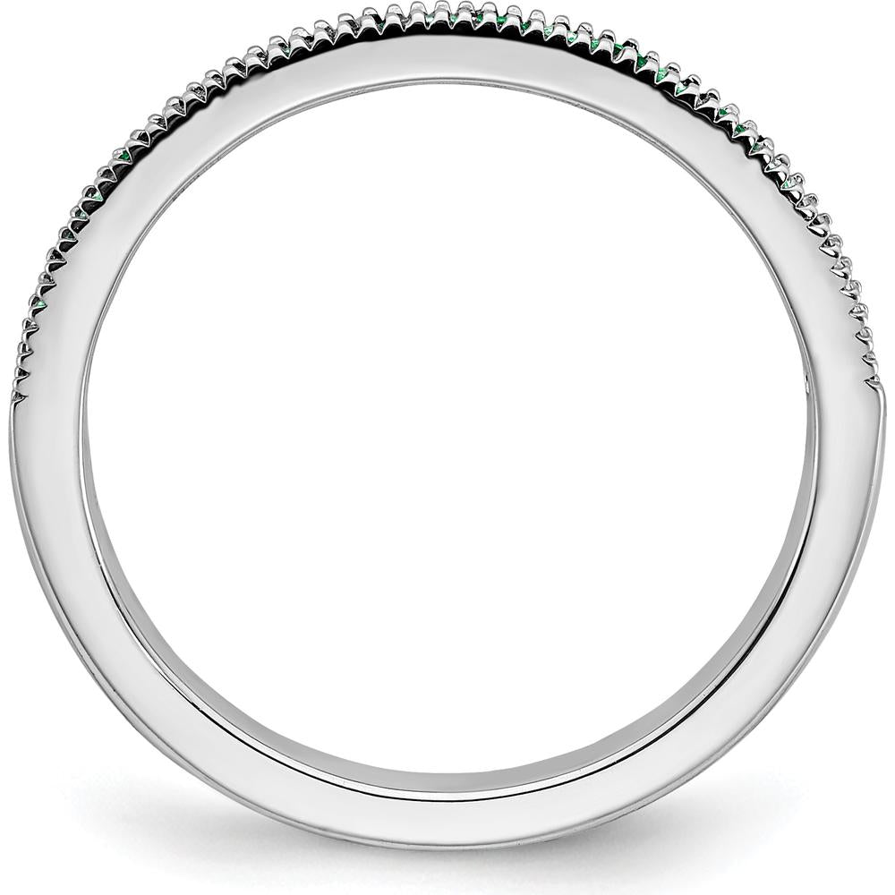 14K White Gold Emerald and Diamond Band - 0.24 Carat Total Gem Weight by 0
