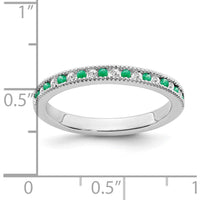 14K White Gold Emerald and Diamond Band - 0.24 Carat Total Gem Weight by 0