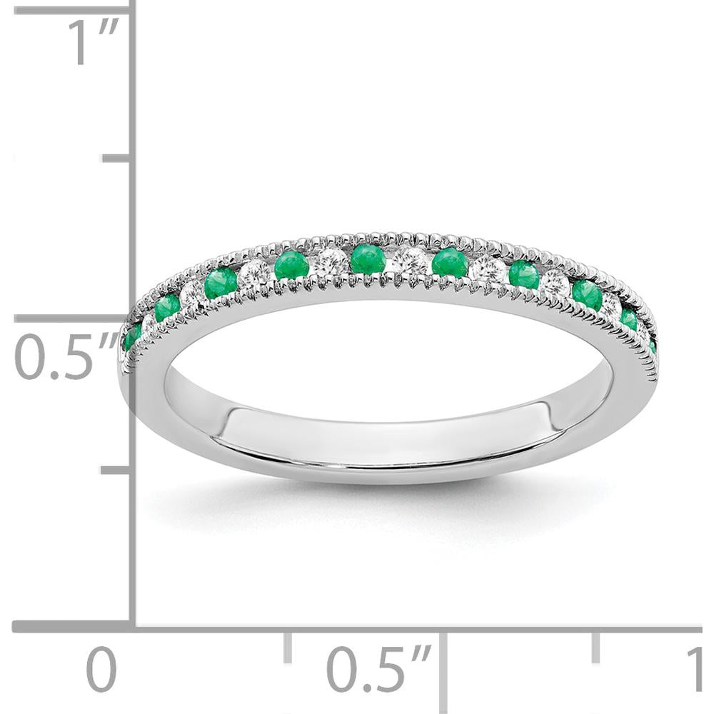 14K White Gold Emerald and Diamond Band - 0.24 Carat Total Gem Weight by 0