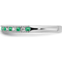 14K White Gold Emerald and Diamond Band - 0.24 Carat Total Gem Weight by 0
