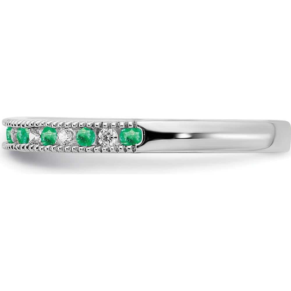 14K White Gold Emerald and Diamond Band - 0.24 Carat Total Gem Weight by 0