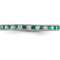 14K White Gold Emerald and Diamond Band - 0.24 Carat Total Gem Weight by 0