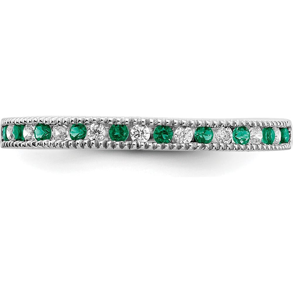 14K White Gold Emerald and Diamond Band - 0.24 Carat Total Gem Weight by 0
