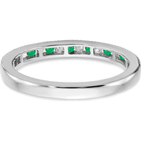 14K White Gold Emerald and Diamond Band - 0.24 Carat Total Gem Weight by 0