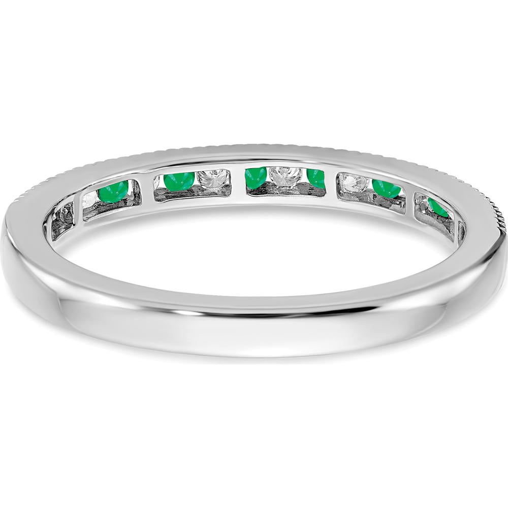 14K White Gold Emerald and Diamond Band - 0.24 Carat Total Gem Weight by 0
