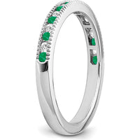 14K White Gold Emerald and Diamond Band - 0.24 Carat Total Gem Weight by 0
