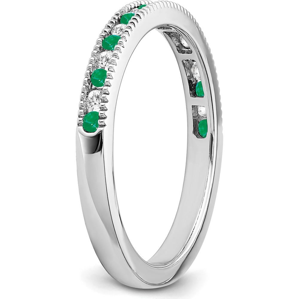 14K White Gold Emerald and Diamond Band - 0.24 Carat Total Gem Weight by 0