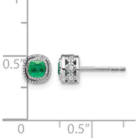 14K White Gold Emerald and Diamond Button Earrings - 0.50 Carat Total Emerald Weight, 0.006 Carat Total Diamond Weight by Monteluci Fine Jewelry