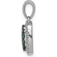 14K White Gold Emerald and Diamond Cluster Square Halo Pendant with Black Rhodium Finish - 0.36 Carat Total Emerald Weight, 0.14 Carat Total Diamond Weight by Lumare Gioia