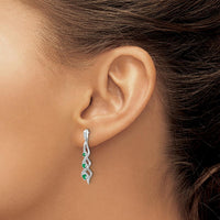 14K White Gold Emerald and Diamond Dangle Earrings - 0.19 Carat Total Emerald Weight, 0.24 Carat Total Diamond Weight by Monteluci Fine Jewelry