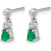 14K White Gold Emerald and Diamond Dangle Earrings - 0.30 Carat Total Emerald Weight, 0.01 Carat Total Diamond Weight by Monteluci Fine Jewelry