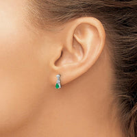 14K White Gold Emerald and Diamond Dangle Earrings - 0.30 Carat Total Emerald Weight, 0.01 Carat Total Diamond Weight by Monteluci Fine Jewelry