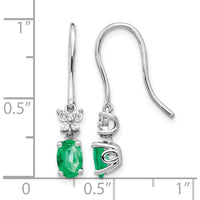 14K White Gold Emerald and Diamond Dangle Earrings with Oval Emeralds - 0.42 Carat Total Emerald Weight by Monteluci Fine Jewelry