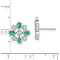 14K White Gold Emerald and Diamond Drop Earrings - 0.04 Carat Total Emerald Weight, 0.015 Carat Total Diamond Weight by Monteluci Fine Jewelry