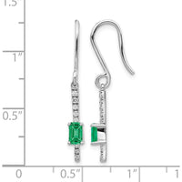 14K White Gold Emerald and Diamond Drop Earrings with Round Diamonds - 0.18 Carats Total Gem Weight by Monteluci Fine Jewelry