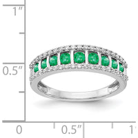 14K White Gold Emerald and Diamond Fancy Ring with Round-Cut Emeralds and 42 Round Diamonds - 0.24 Carat Total Emerald Weight by 0