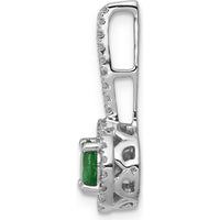 14K White Gold Emerald and Diamond Halo Pendant with 0.435 Carat Emerald and 0.017 Carat Total Diamond Weight by Lumare Gioia