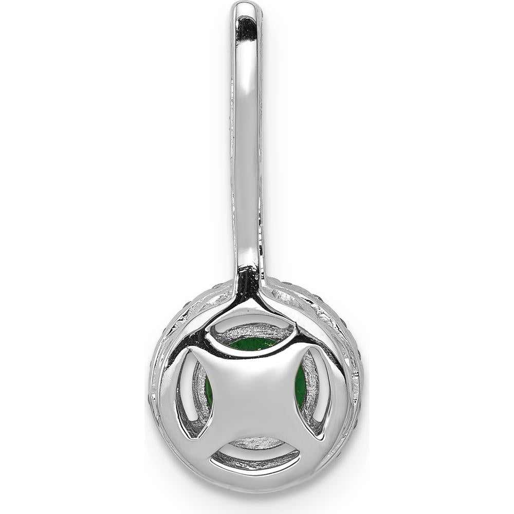 14K White Gold Emerald and Diamond Halo Pendant with 0.435 Carat Emerald and 0.017 Carat Total Diamond Weight by Lumare Gioia