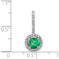 14K White Gold Emerald and Diamond Halo Pendant with 0.435 Carat Emerald and 0.017 Carat Total Diamond Weight by Lumare Gioia
