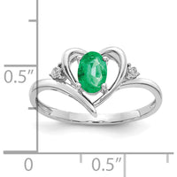 14K White Gold Emerald and Diamond Heart Ring - 0.42 Carat Total Emerald Weight, 0.01 Carat Total Diamond Weight by Oro Pregiato