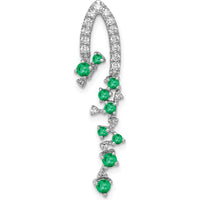 14K White Gold Emerald and Diamond Pendant - 0.12 Carat Total Gemstone Weight by Lumare Gioia