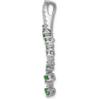 14K White Gold Emerald and Diamond Pendant - 0.12 Carat Total Gemstone Weight by Lumare Gioia