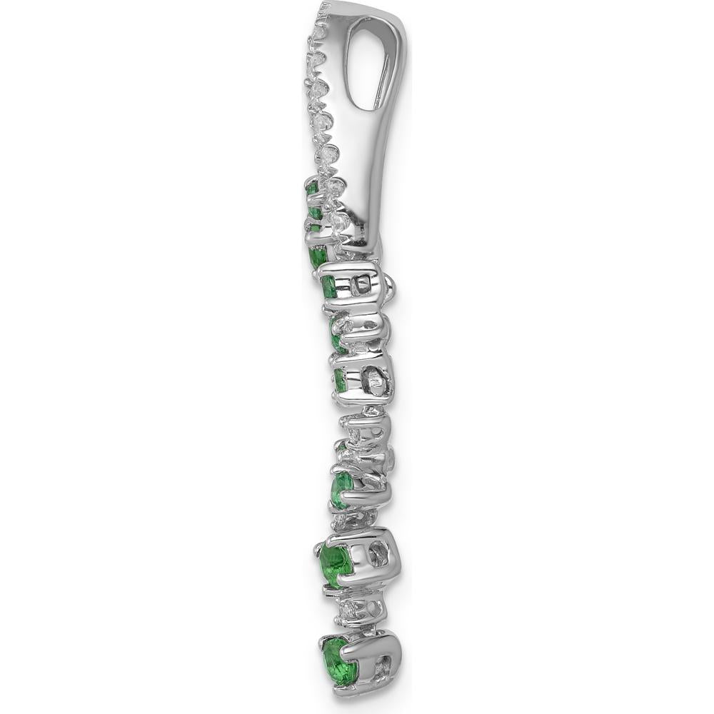 14K White Gold Emerald and Diamond Pendant - 0.12 Carat Total Gemstone Weight by Lumare Gioia