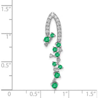 14K White Gold Emerald and Diamond Pendant - 0.12 Carat Total Gemstone Weight by Lumare Gioia