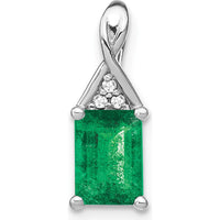 14K White Gold Emerald and Diamond Pendant with Octagon Emerald - 1.00 Carat Total Emerald Weight, 0.006 Carat Total Diamond Weight by Lumare Gioia