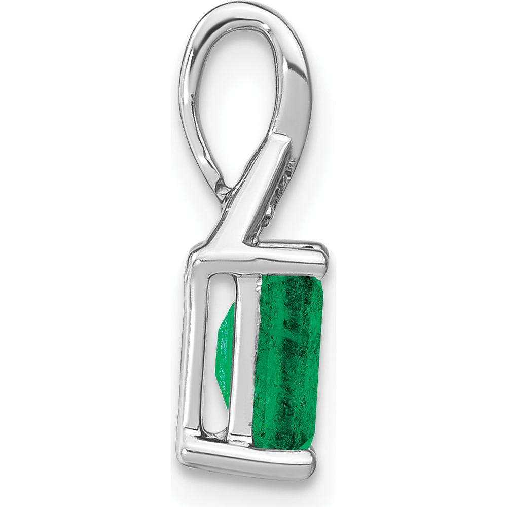 14K White Gold Emerald and Diamond Pendant with Octagon Emerald - 1.00 Carat Total Emerald Weight, 0.006 Carat Total Diamond Weight by Lumare Gioia