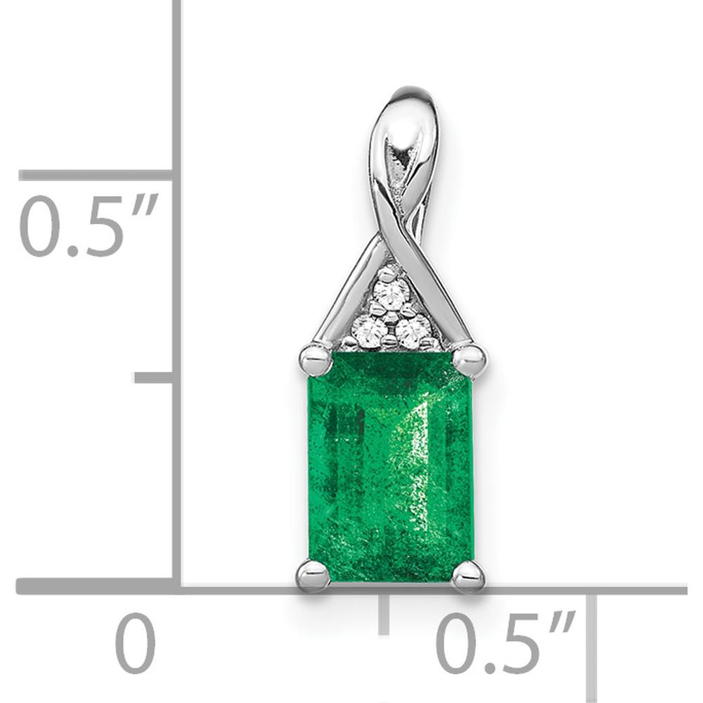 14K White Gold Emerald and Diamond Pendant with Octagon Emerald - 1.00 Carat Total Emerald Weight, 0.006 Carat Total Diamond Weight by Lumare Gioia