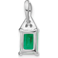 14K White Gold Emerald and Diamond Pendant with Octagon Emerald - 1.00 Carat Total Emerald Weight, 0.006 Carat Total Diamond Weight by Lumare Gioia