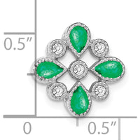 14K White Gold Emerald and Diamond Pendant with Pear and Round Stones - 0.115 Carat Emerald, 0.02 Carat Diamond Total Weight by Lumare Gioia