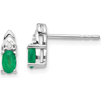 14K White Gold Emerald and Diamond Post Earrings - 0.293 Carat Total Emerald Weight by Oro Pregiato