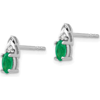 14K White Gold Emerald and Diamond Post Earrings - 0.293 Carat Total Emerald Weight by Oro Pregiato