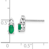 14K White Gold Emerald and Diamond Post Earrings - 0.293 Carat Total Emerald Weight by Oro Pregiato