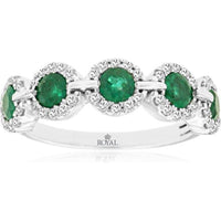 14K White Gold Emerald & Diamond Ring - 1.07 Carats Total Gemstone Weight