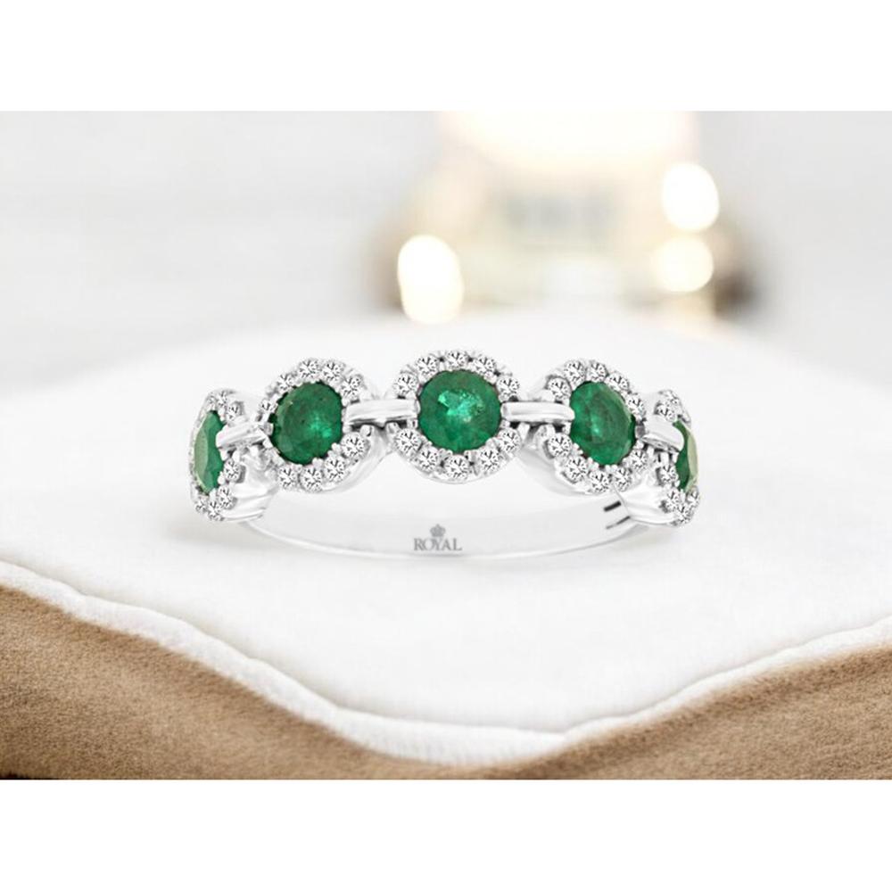 14K White Gold Emerald & Diamond Ring - 1.07 Carats Total Gemstone Weight