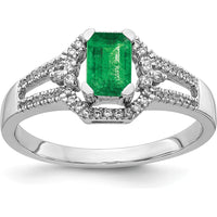 14K White Gold Emerald and Diamond Ring with 0.536 Carat Emerald and 0.461 Carat Total Diamond Weight by 0