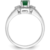 14K White Gold Emerald and Diamond Ring with 0.536 Carat Emerald and 0.461 Carat Total Diamond Weight by 0