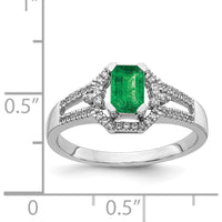 14K White Gold Emerald and Diamond Ring with 0.536 Carat Emerald and 0.461 Carat Total Diamond Weight by 0