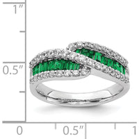14K White Gold Emerald and Diamond Ring with Baguette Emeralds and Round Diamonds by 0