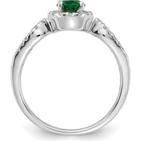14K White Gold Emerald and Diamond Ring with Oval Emerald - 0.73 Carat Emerald Weight, 0.14 Carat Total Diamond Weight by 0
