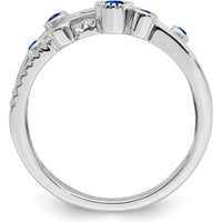 14K White Gold Emerald and Diamond Ring with Round Stones - 0.12 Carat Total Gem Weight by 0