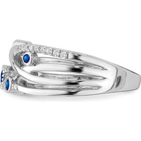 14K White Gold Emerald and Diamond Ring with Round Stones - 0.12 Carat Total Gem Weight by 0