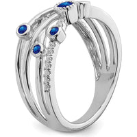 14K White Gold Emerald and Diamond Ring with Round Stones - 0.12 Carat Total Gem Weight by 0