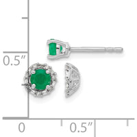 14K White Gold Emerald and Diamond Stud Earrings with Jacket - 0.27 Carats Total Emerald Weight, 0.0086 Carats Total Diamond Weight by Monteluci Fine Jewelry