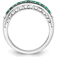 14K White Gold Emerald and Diamond Tapered Band - 0.253 Carat Total Emerald Weight by 0