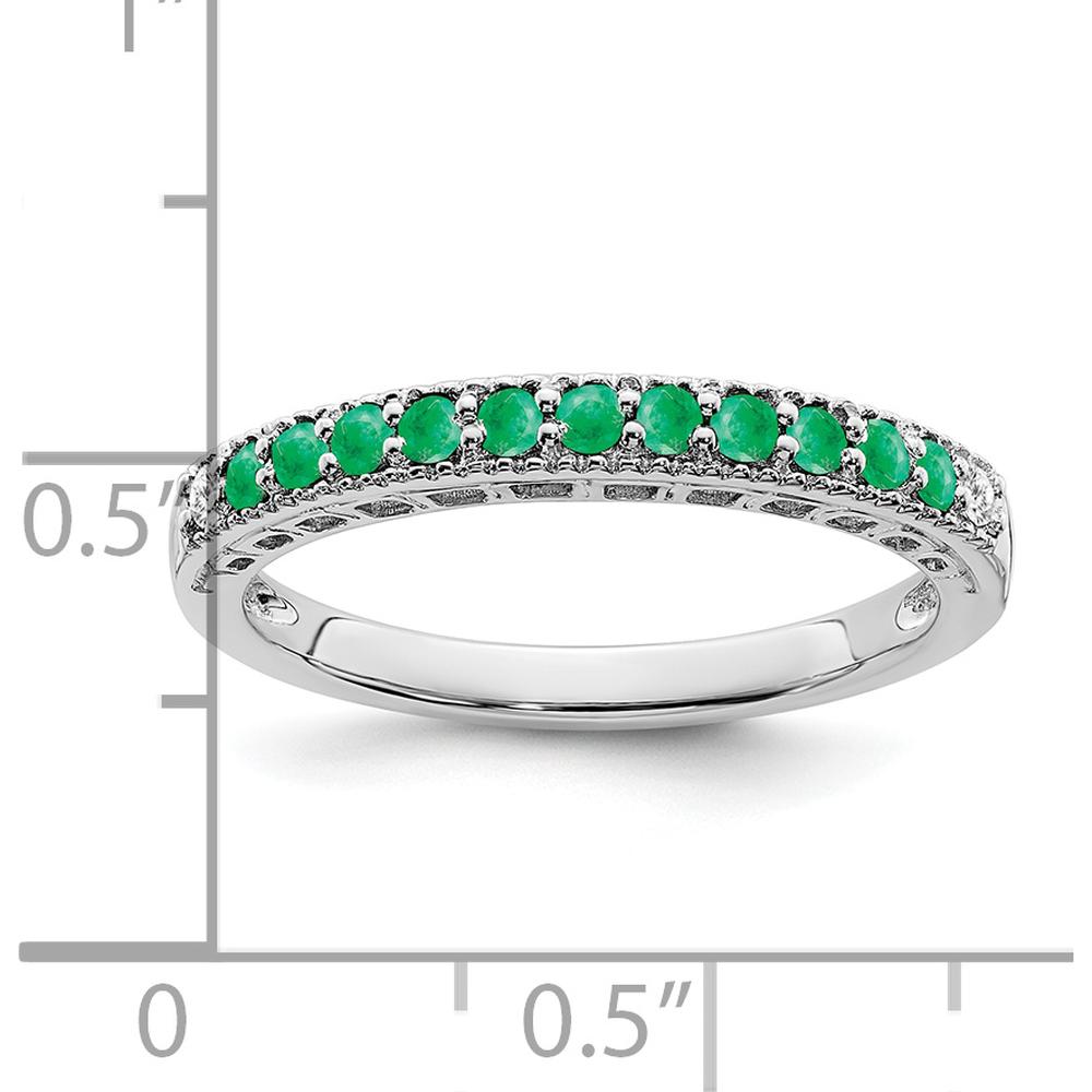 14K White Gold Emerald and Diamond Tapered Band - 0.253 Carat Total Emerald Weight by 0