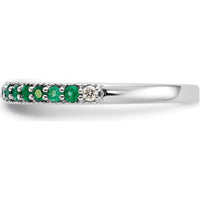 14K White Gold Emerald and Diamond Tapered Band - 0.253 Carat Total Emerald Weight by 0